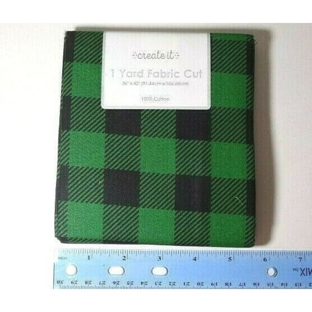 Buffalo Check Green Black Precut Sewing Fabric 36 x 42-inch Apparel Quilt NEW